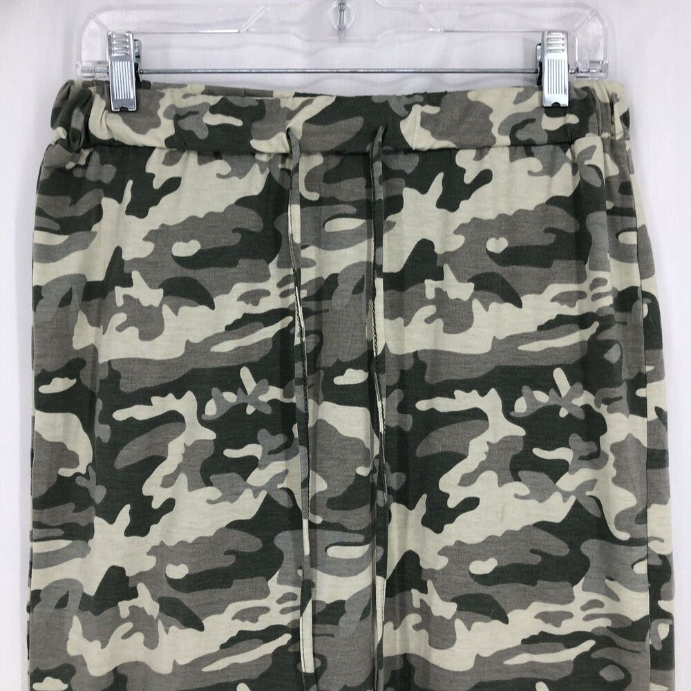 TICKLED TEAL Anthropologie Buttery Soft Green Gray Camouflage Skirt Large